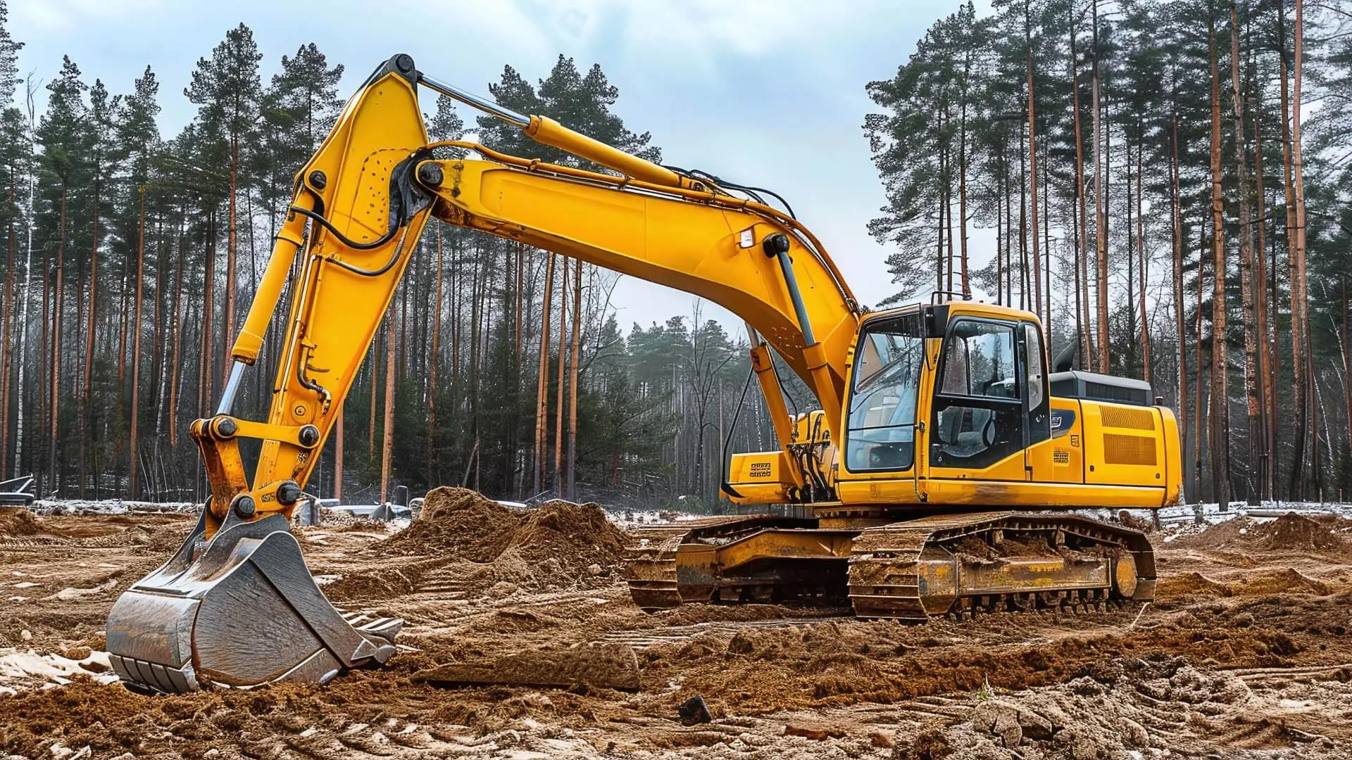 Excavator working on Field